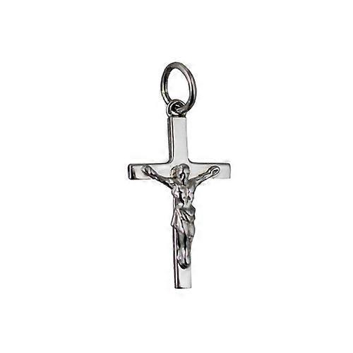 9ct White Gold 20x12mm solid block Crucifix Cross