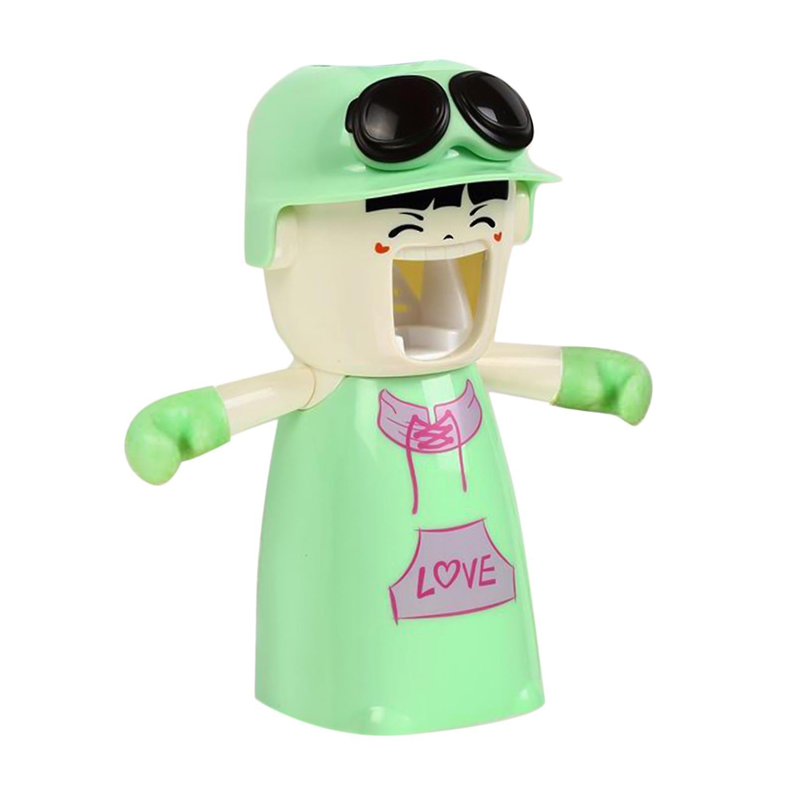Bathroom Kid Toothbrush Holders Automatic Toothpaste Dispensers Green