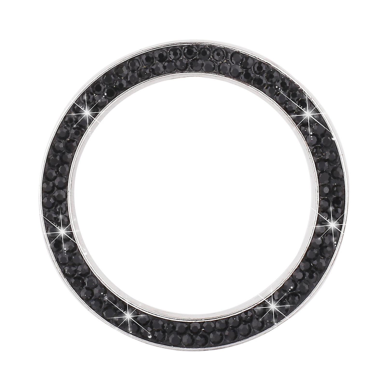 Auto Rhinestone Engine Ignition Start/Stop Button Ring Key Knob Decoration Black