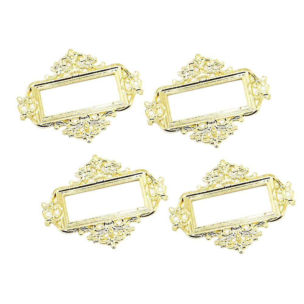 4x Home Cabinet Drawer Frame Tag Label File Name Card Holder Gold
