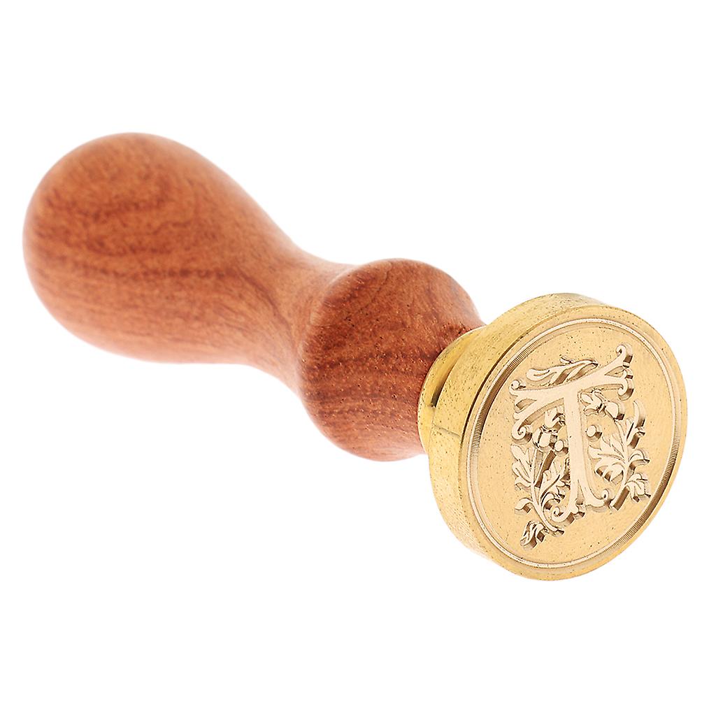 レトロシーリングワックスクラシックイニシャルワックスシールスタンプ木製アルファベット文字T