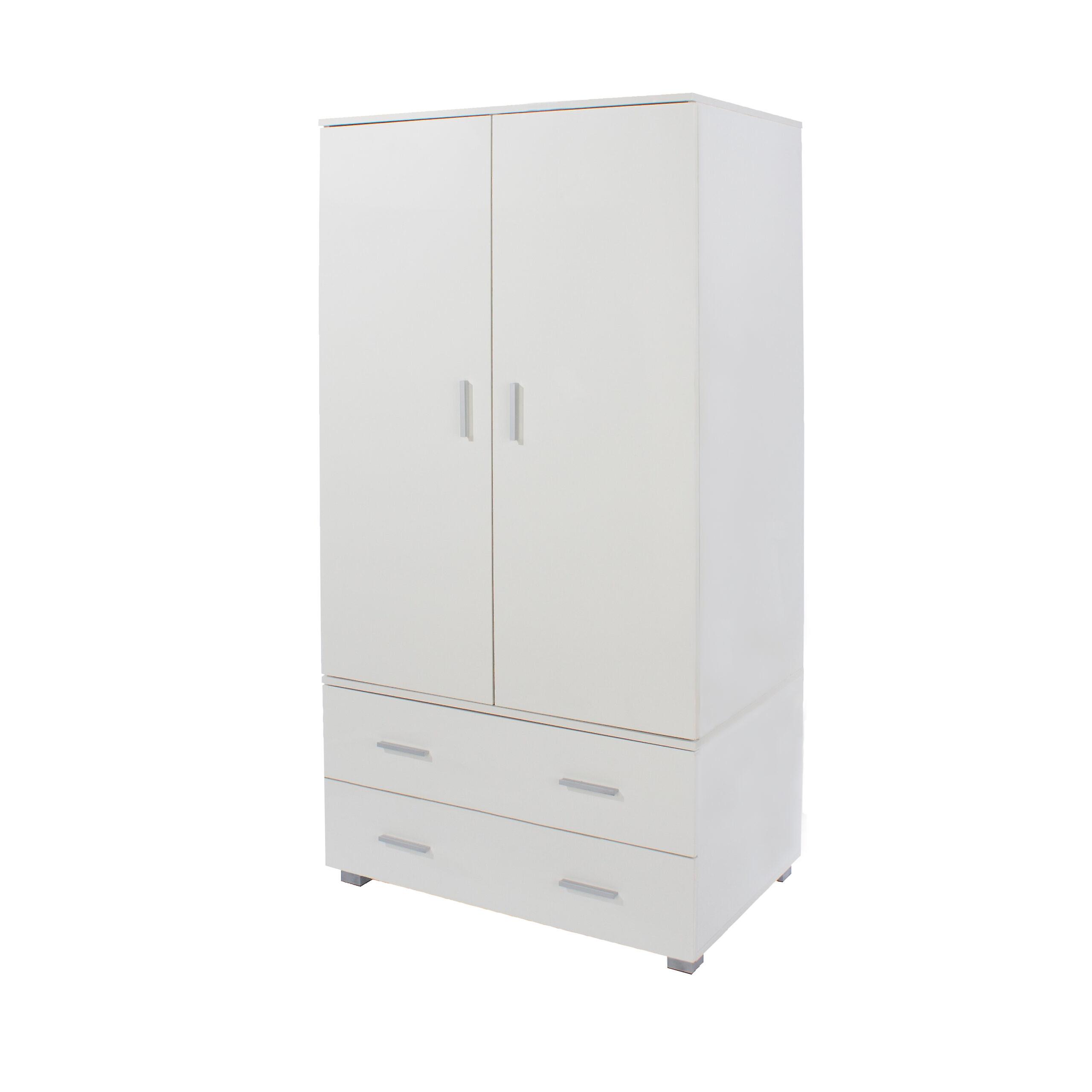 Losoy White 2 Door, 2 Drawer Low Wardrobe