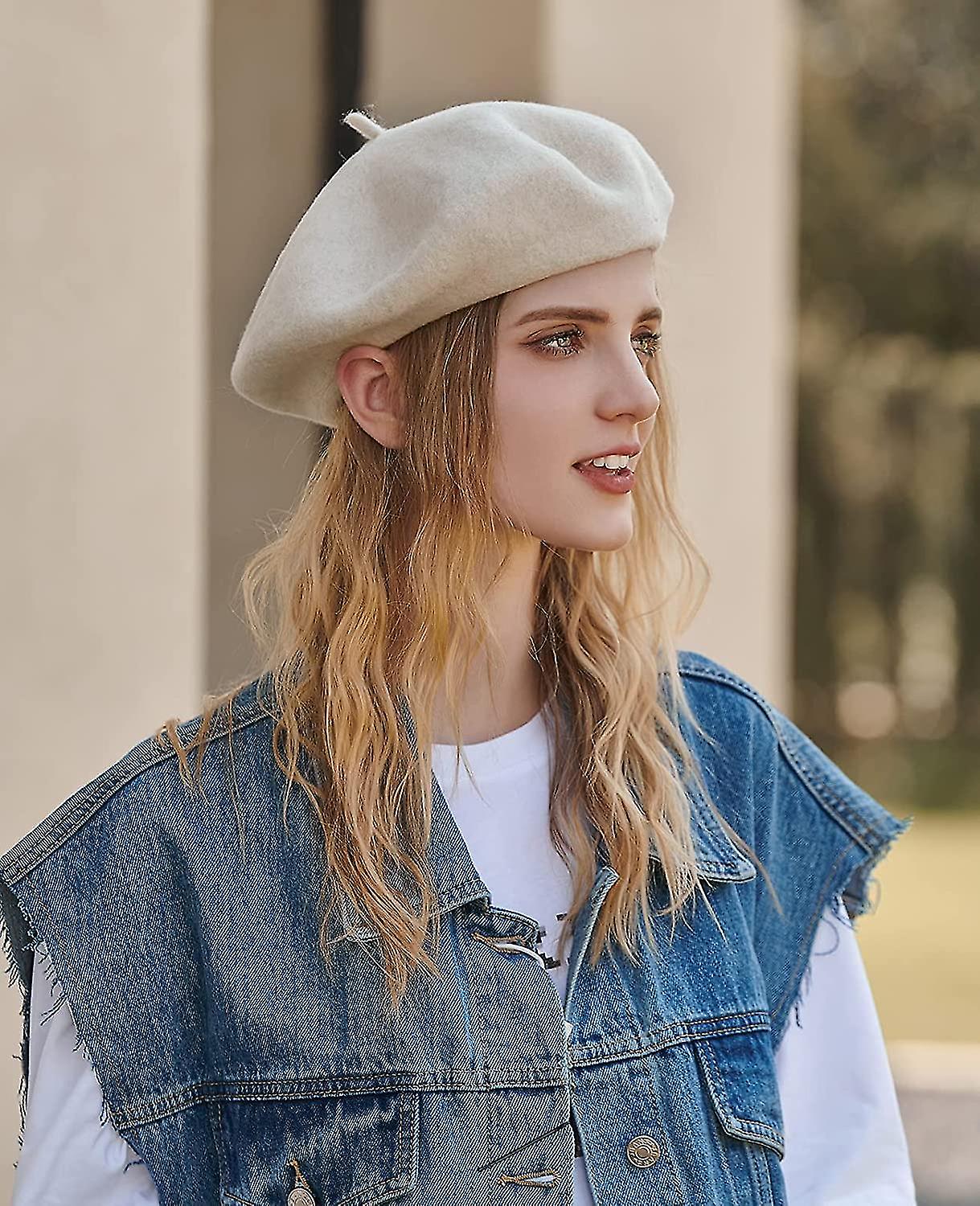 Béret Femme Élégant En Laine - Béret Basque Classique Brun, Chapeau Automne Hiver Chic