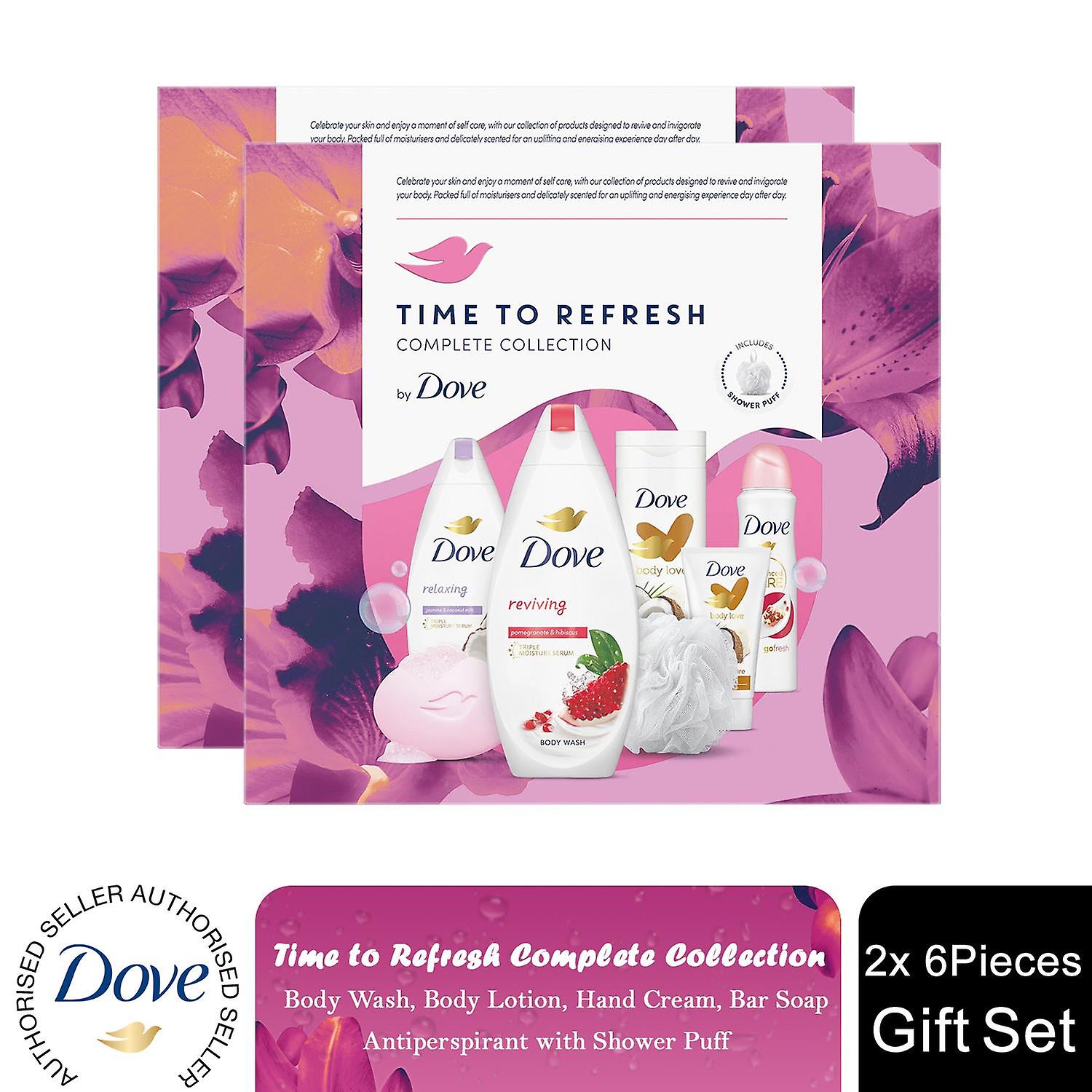 Dove Time to Refresh Complete Collection Gift Set for Her with Shower Puff, 2pk