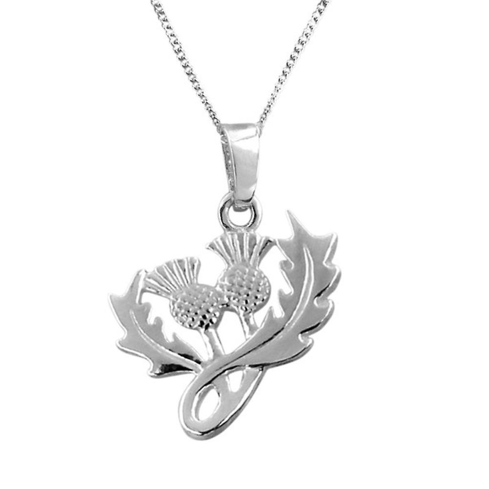 Scottish Thistle Shape Flower Of Scotland Necklace Pendant - Includes A 18"Chain