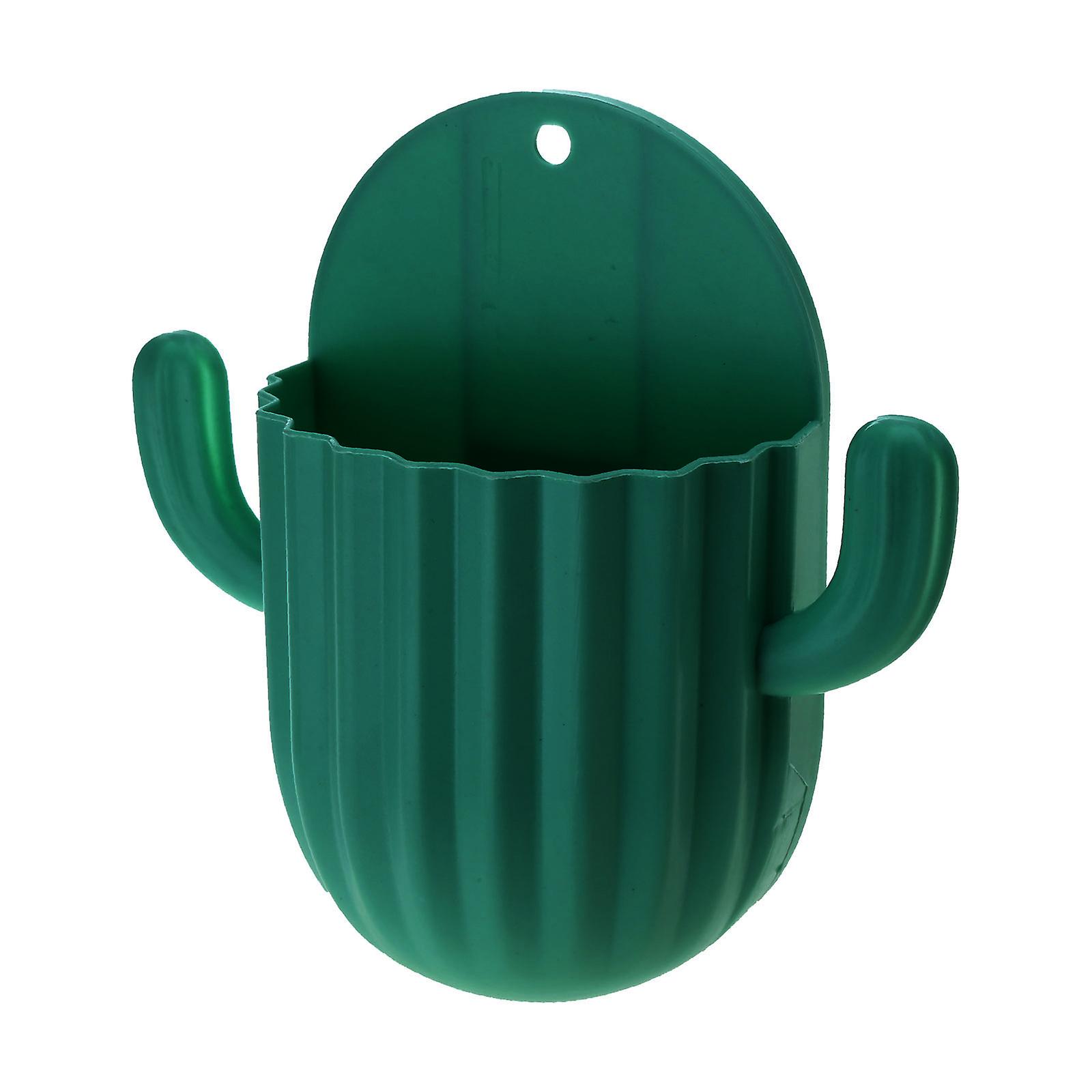 Wall Mounted Cactus Toothpaste Toothbrush Storage Holder with Hook for Bathoom