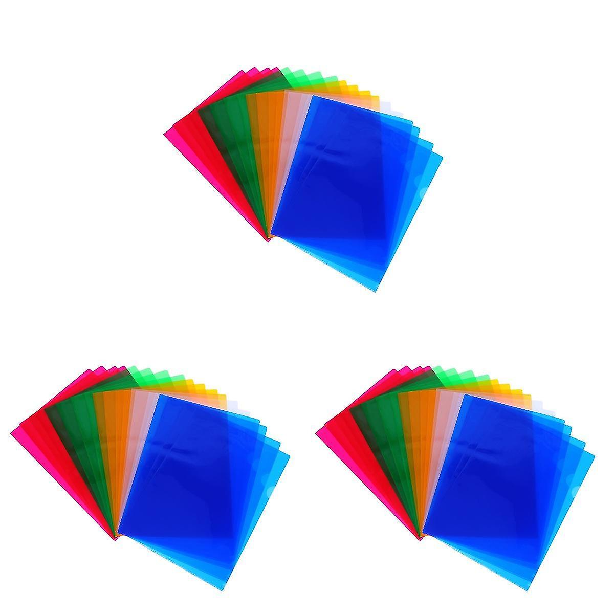 60 Pcs Office Document Folder Single Page Paper Folder L Shape Plastic Folder (mixed Color)