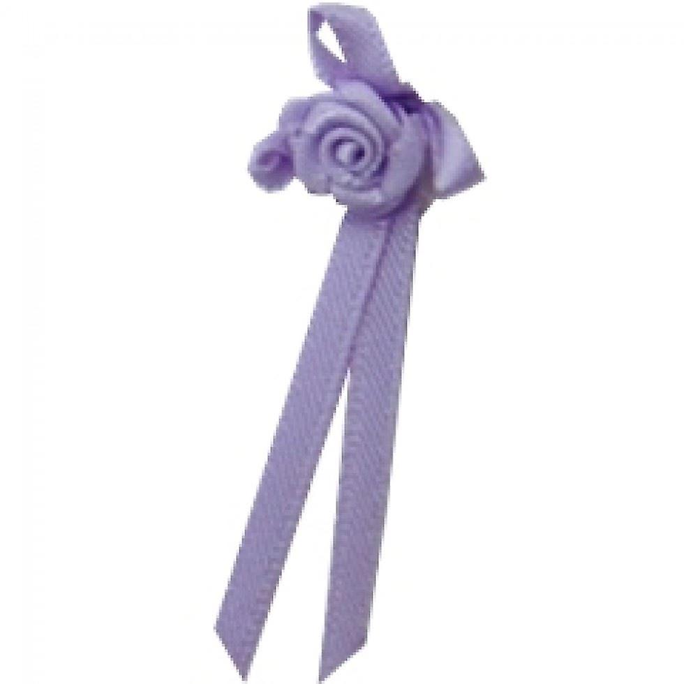 3mm Berisfords Long Ribbon Rose Centred Bows 430 Light Orchid - per pack of 6