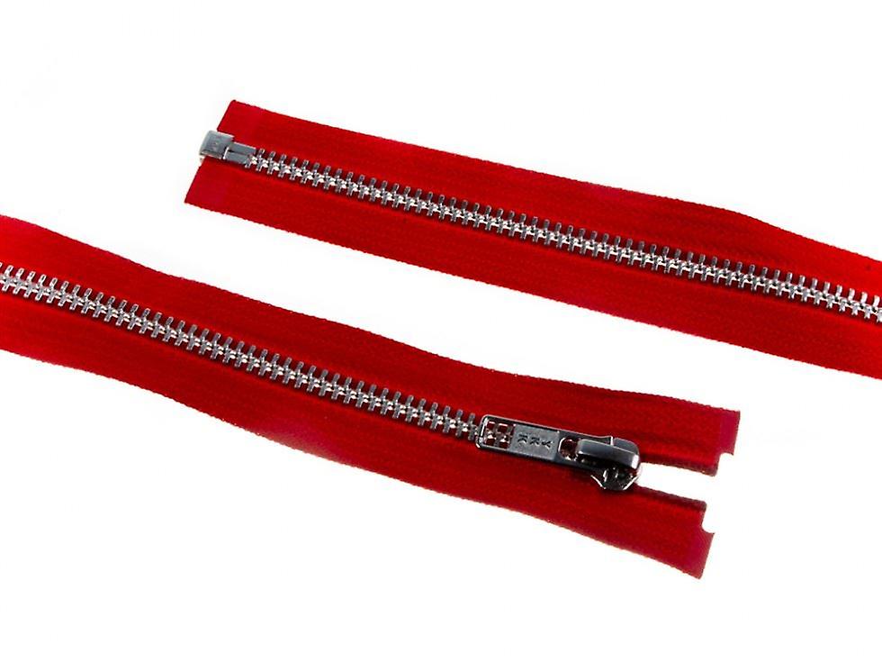 YKK Silver Metal Open End Zips Red - 50 cm - each