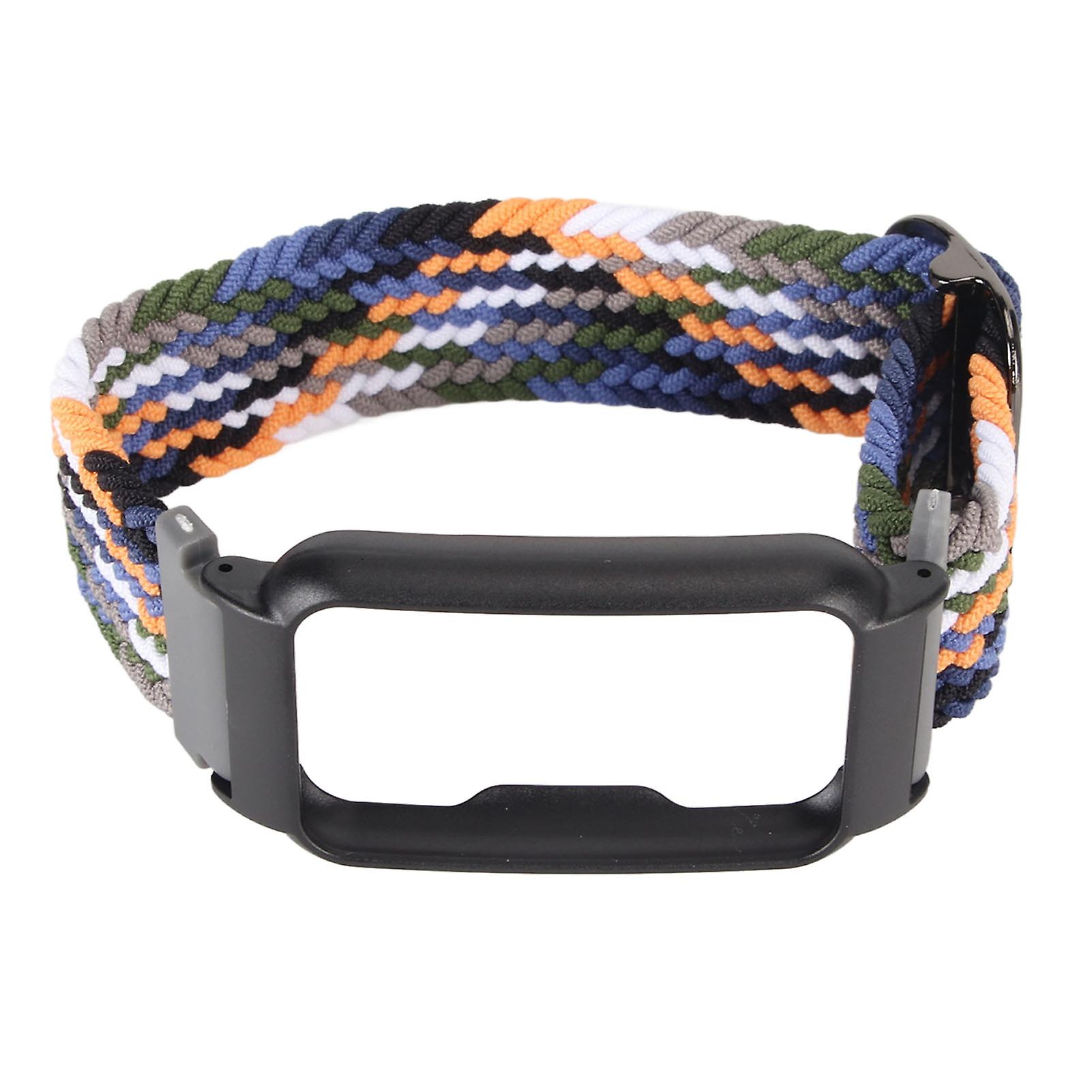 Watch Band Strap with Case Elastic Weaving Adjustable Watch Strap Replacement Wristbands Strap for Oppo Free Cowboy With Black Frame