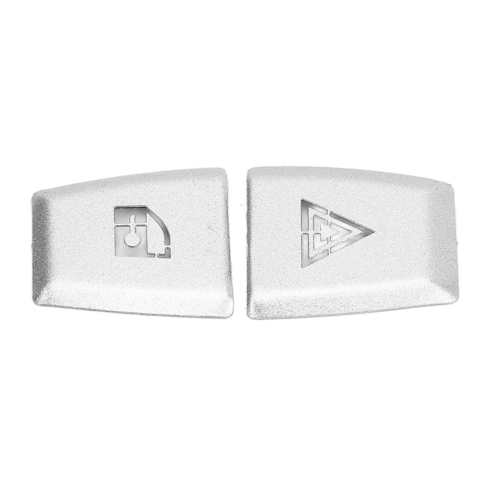 2 Pcs Double Flash Switch Button Sticker Decorate Patch Silver Aluminium Alloy Car Adaptations Replacement for X3 E83 2006?2010
