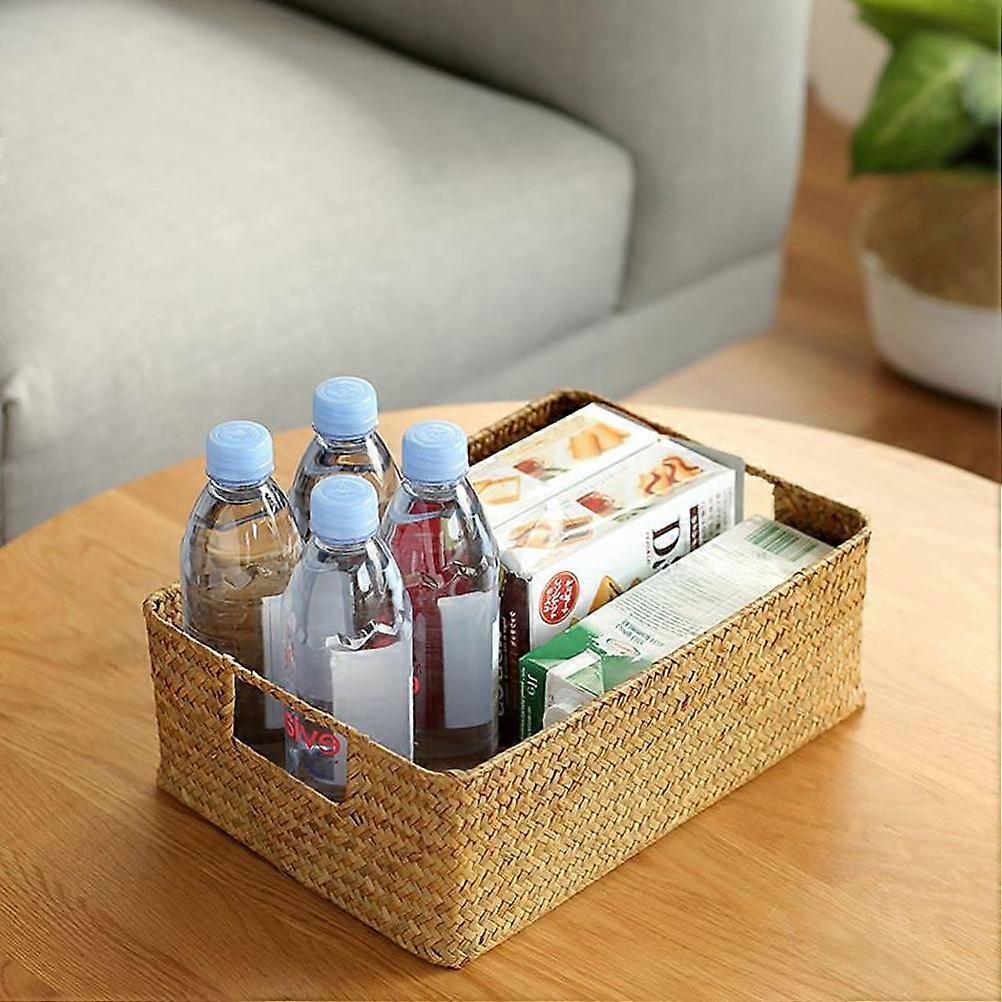 Handmade Seaweed Storage Basket with Handle, 30x20x10cm to 39x29x13cm