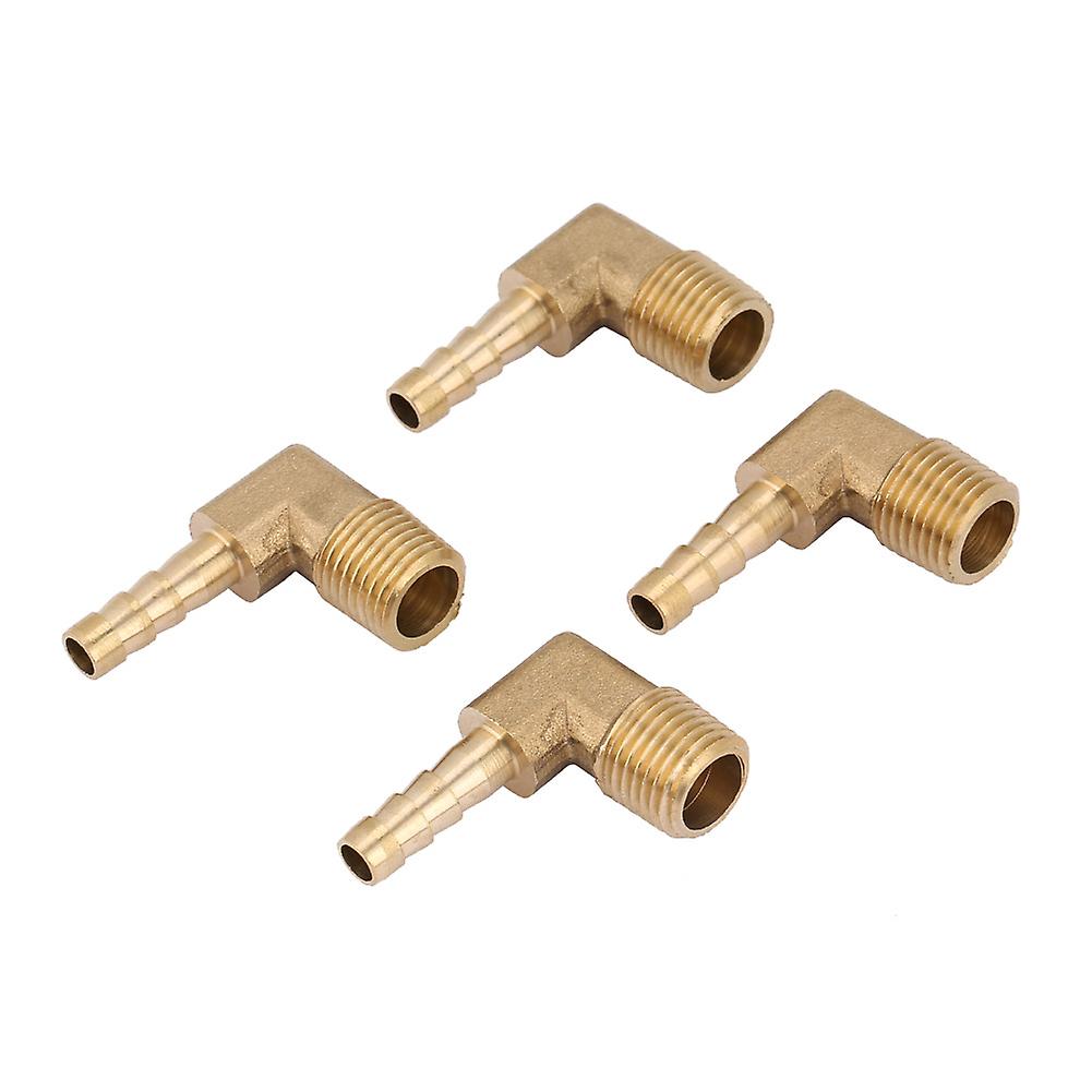 Risegun Elbow Hose Barb 4Pcs Brass Male Thread Elbow Hose Tail Barb Connector Fitting G1/4" 6mm, Suitable for Hose Connections and Plumbing