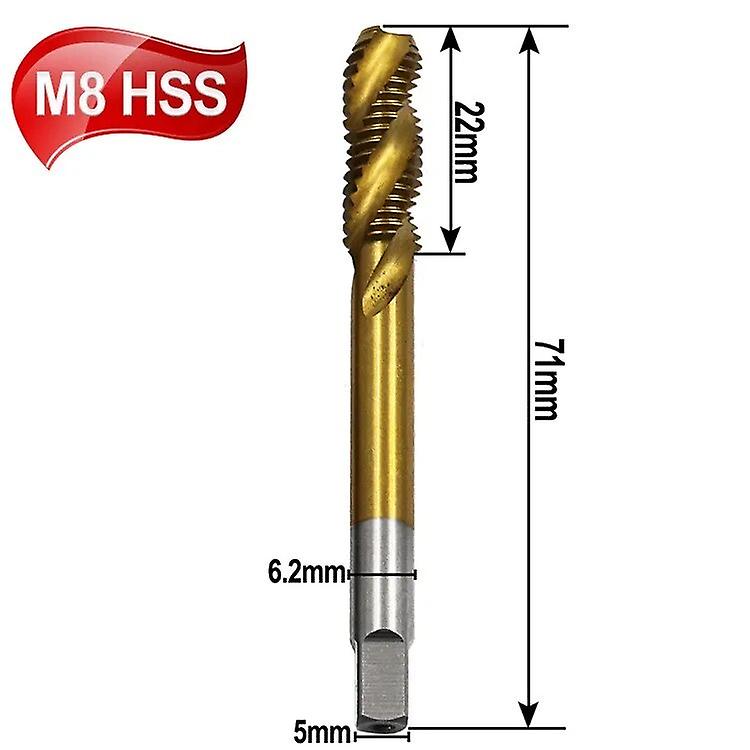 1Pc Thread Tap HSS Metric Spiral Tap High Speed Steel Hand Tapping Tool Thread Tap M3/M4/M5/M6/M8~12688