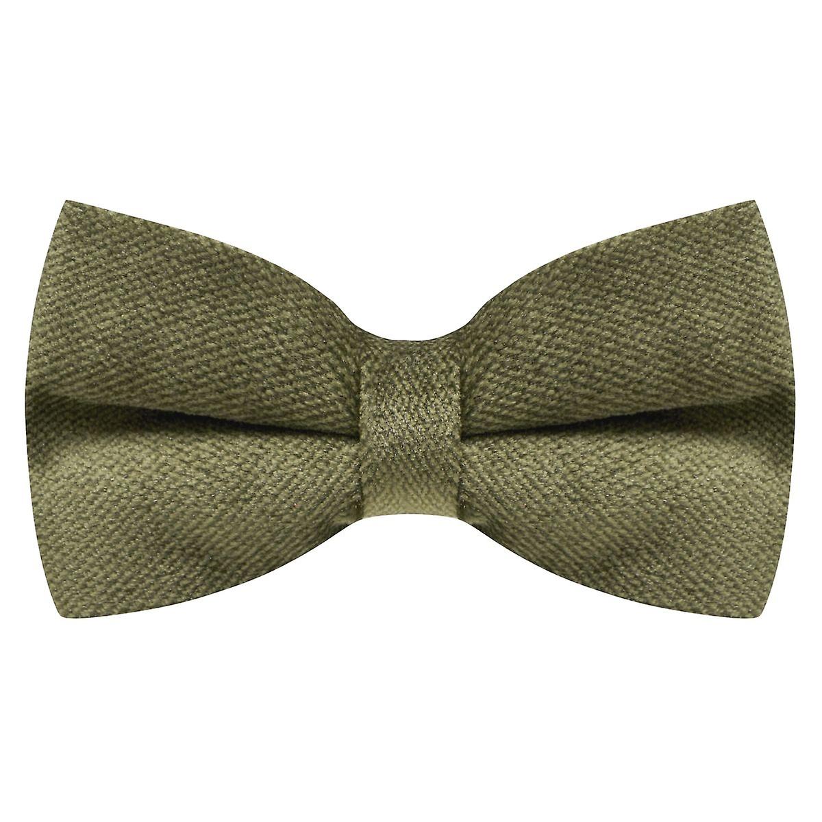 Olive Green Textured Velvet Bow Tie