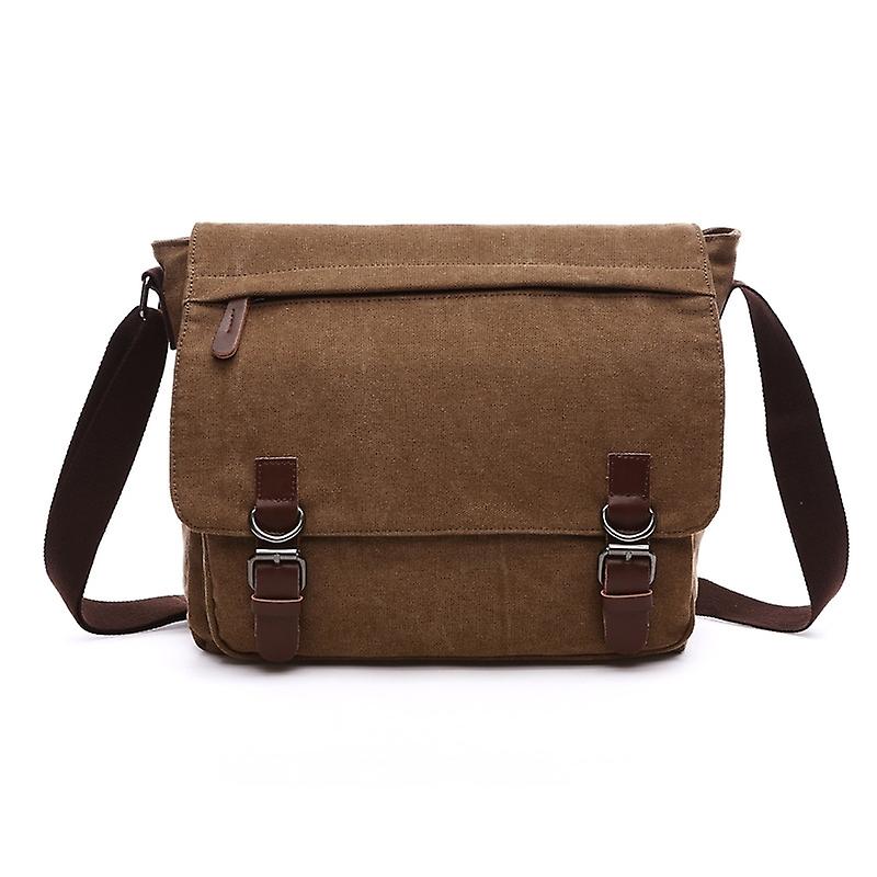 Canvas Messenger Business Computer Bag, Color: Coffee Medium Coffee Medium