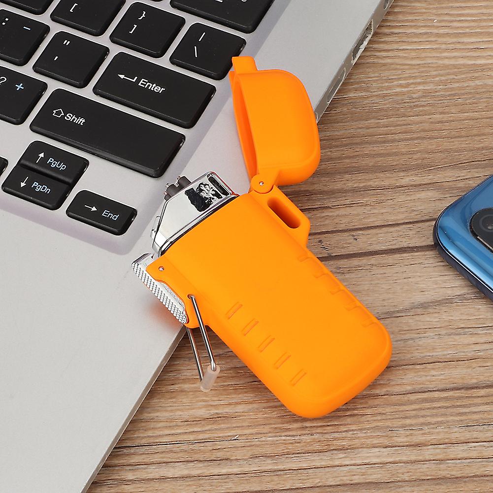 USB Double Arc Pulse Waterproof Electronic Cigarette Lighter for Men GiftOrange