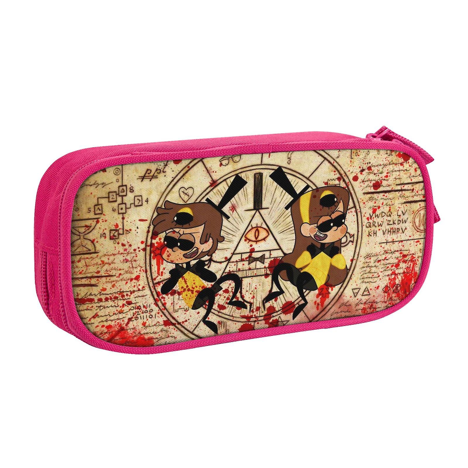 ジッパー付きグラビティフォールズペンシルケース、大容量ペンポーチ大型収納バッグ耐久性ペンボックス、子供用新学期用品ティーン学生男の子Gi