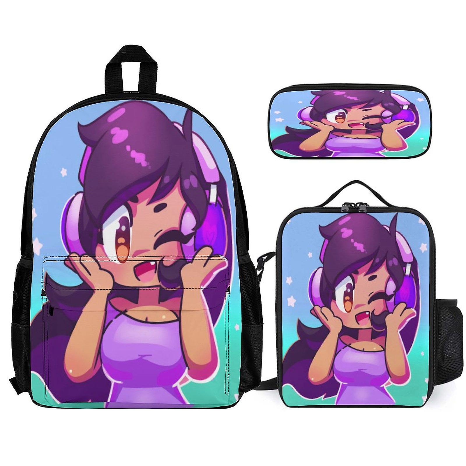 Aphmau Backpack 3 Piece Set Laptop Backpack with Pencil Case Lunch Bag Combination