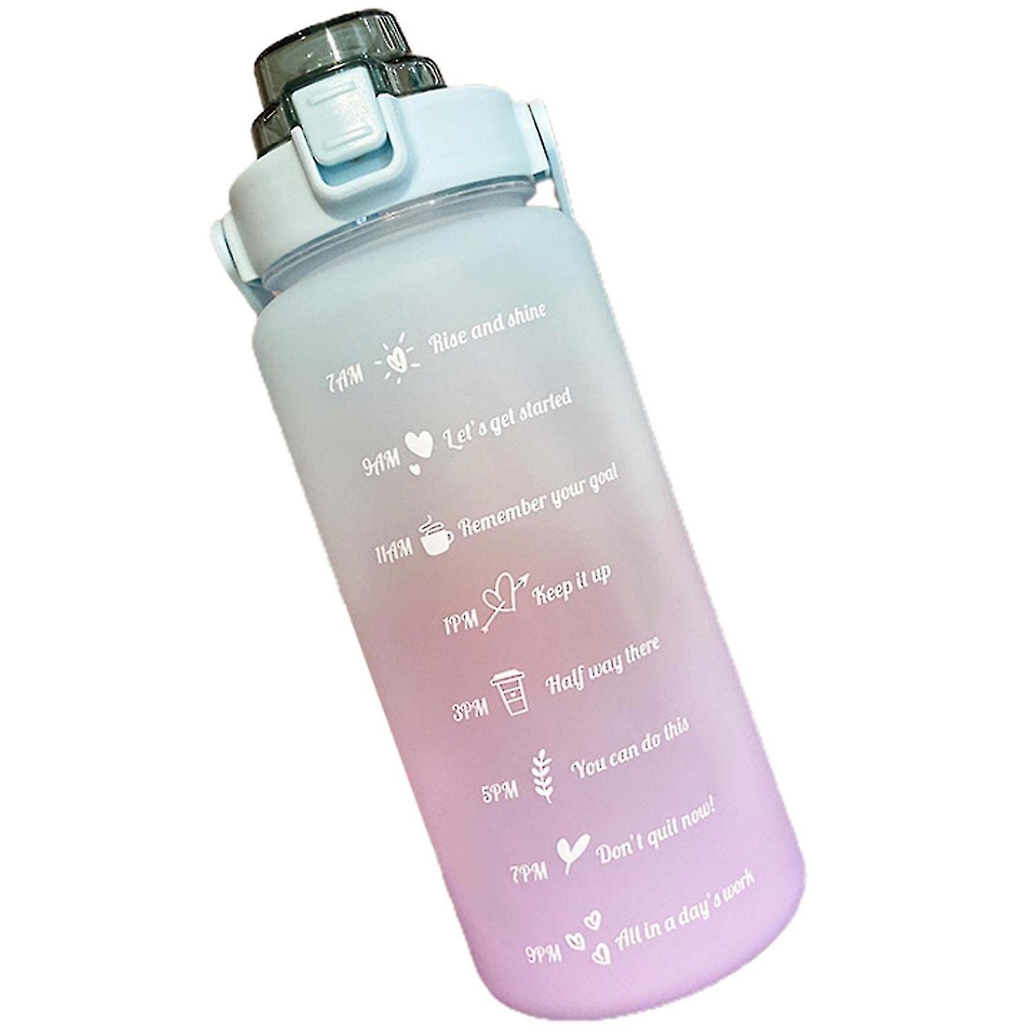 70oz Sports Bottle With Time Marker 2000ml Scale Water Bottle With Flip Top Lid (Purple)