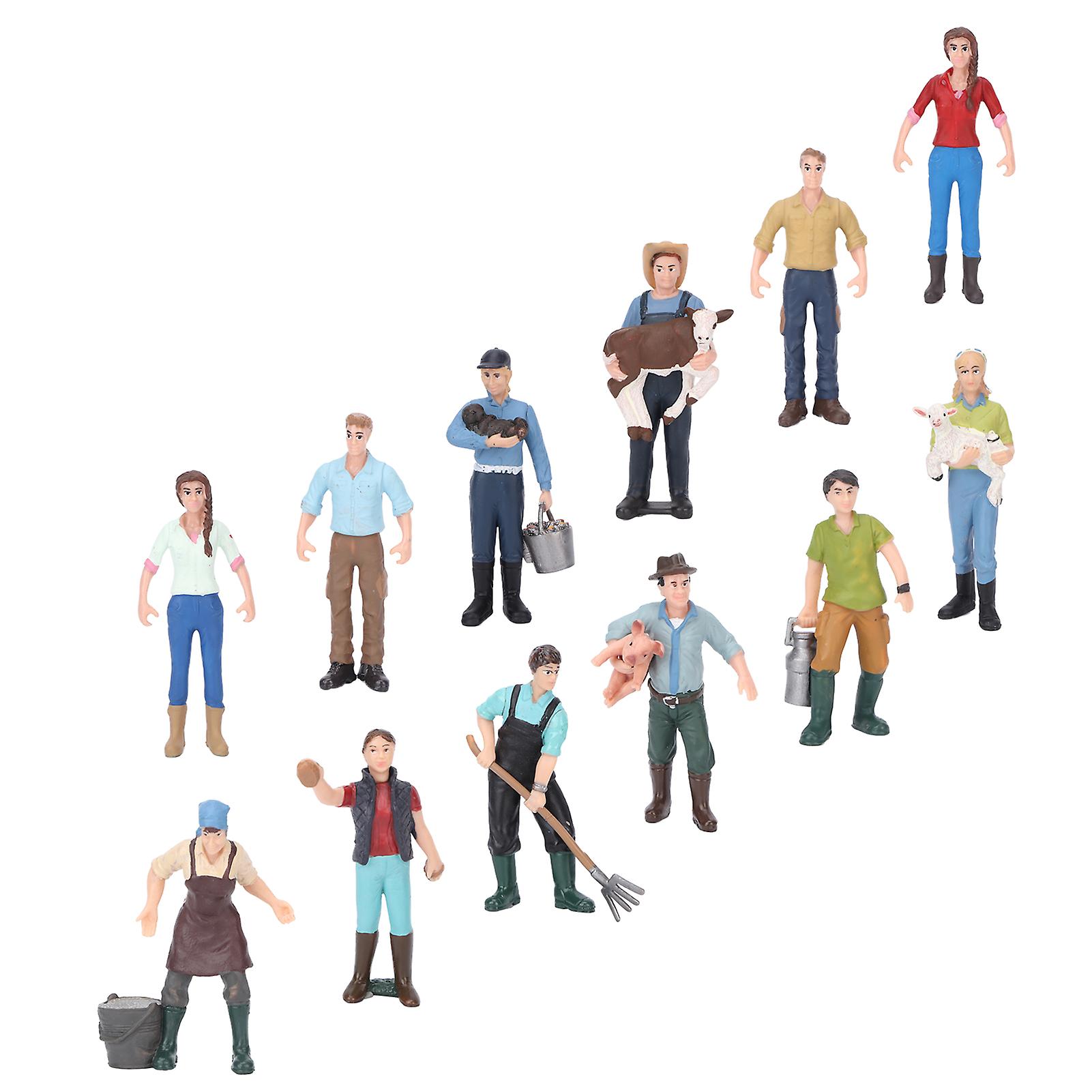 Simulation Farm Character Model Set Interesting Exquisite Model People Toys for Kids12 Static Simulation Farmer Models 