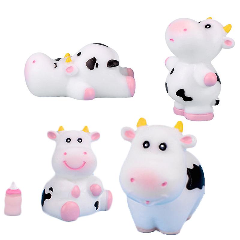 10 قطع تمثال بقرة حليب أبيض الكرتون نموذج الحيوان المناظر الطبيعية دمية المنزل مصغرة الجنية حديقة الديكور الملحقات الحديثة