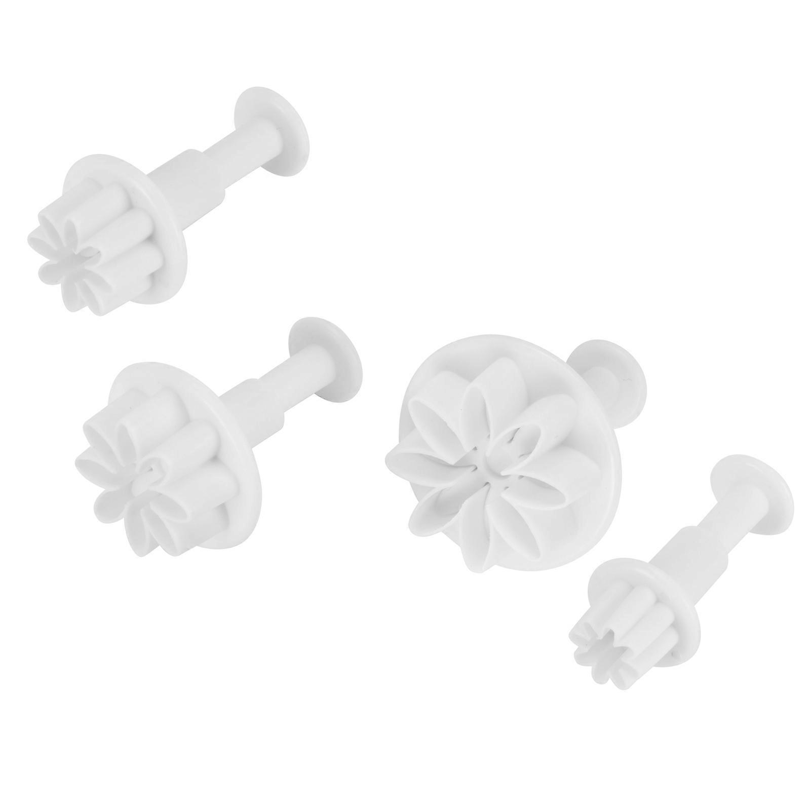 4Pcs Flower Pattern Fondant Cutter Molds DIY Cake Decorating Tools