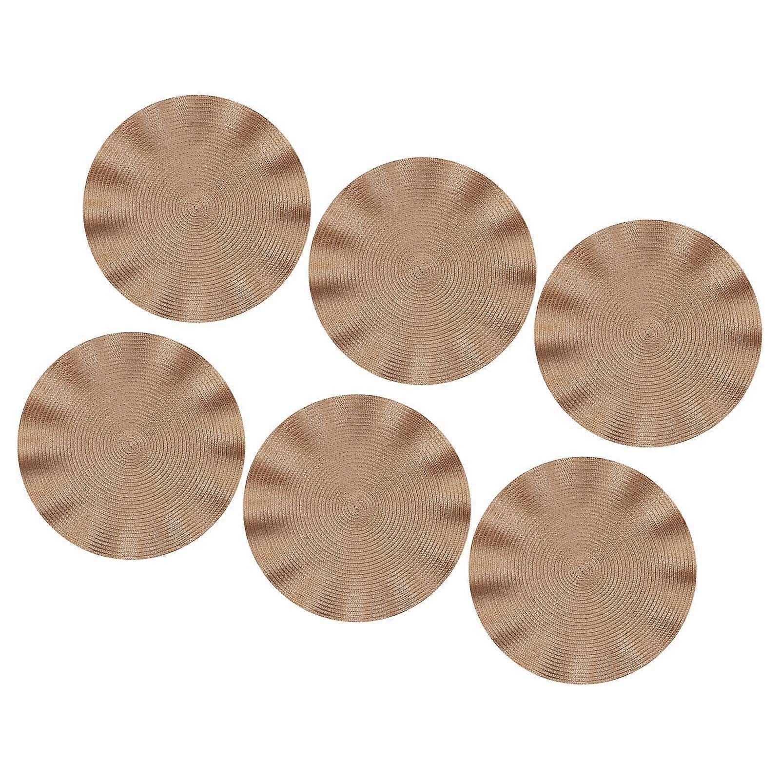 6x Place Mats Daily Dining Tableware and Tables Use 15 inch Round Table Mats champagne