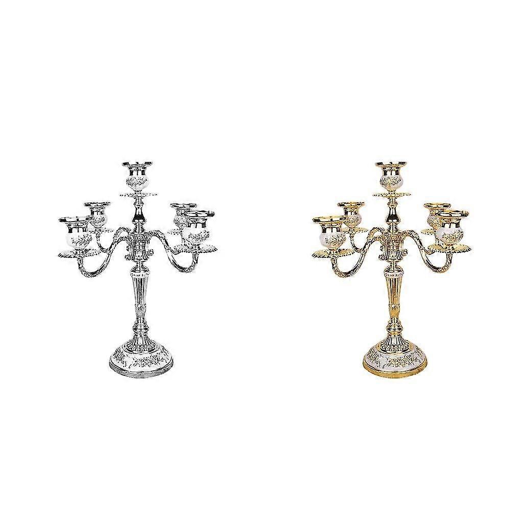 hg 2pcs Romantic Metal Candleholder 5-arms