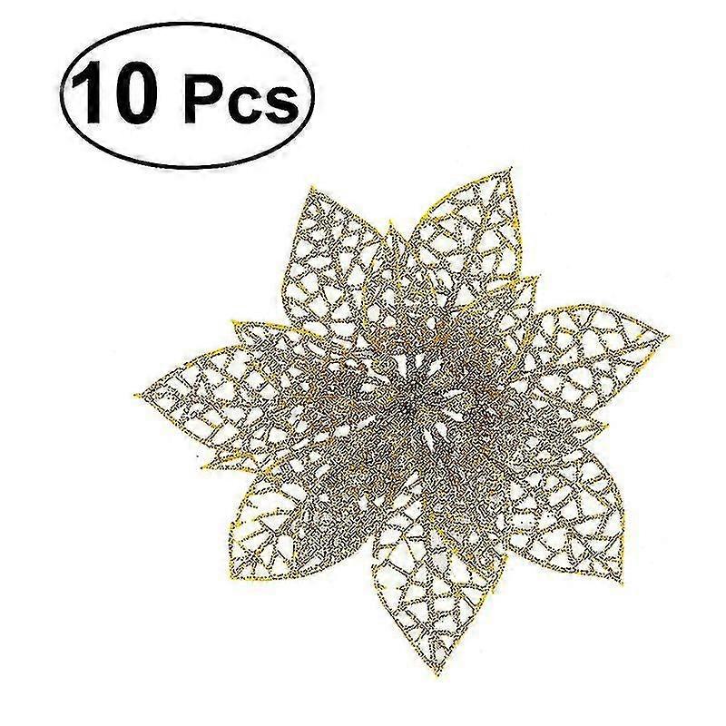10pcs Simulation Christmas Artificial Flower Plastic Decoration (gold) Bd