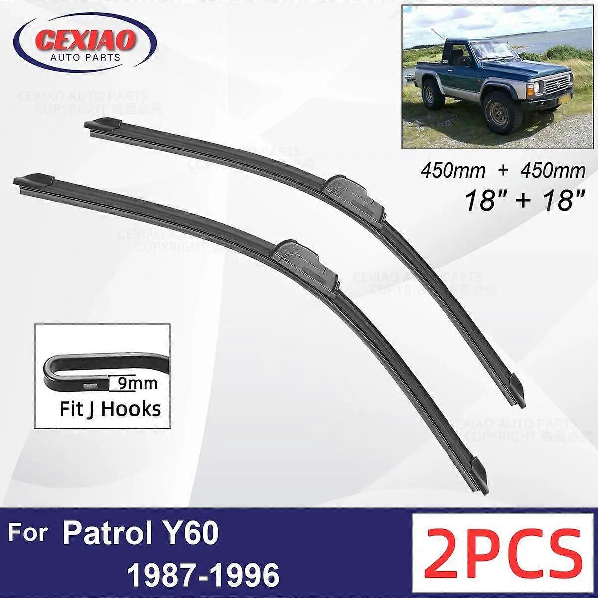 Car Wiper For Patrol Y60 1987~1996 Front Wiper Blades Soft Rubber Windscreen Wipers Auto Windshield 18"+18" 450mm + 450mm FN9U5259