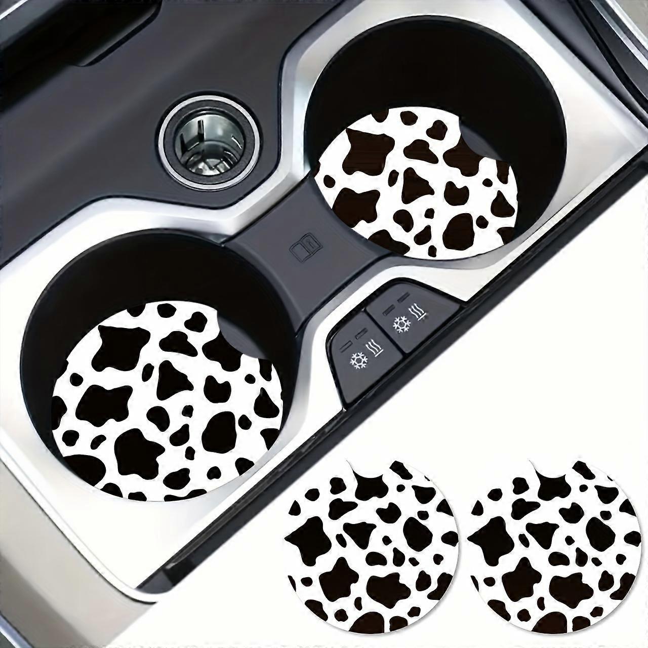 スタイリッシュでシックなカウプリント2点コースターセット - 車、家の装飾&ギフト、ホリデーエッセンシャルに最適