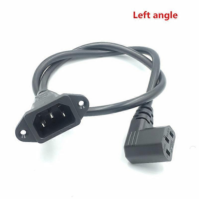 IEC320 C14 to C13 extension cord with screw holes, short left right angle, 30cm length 60cm