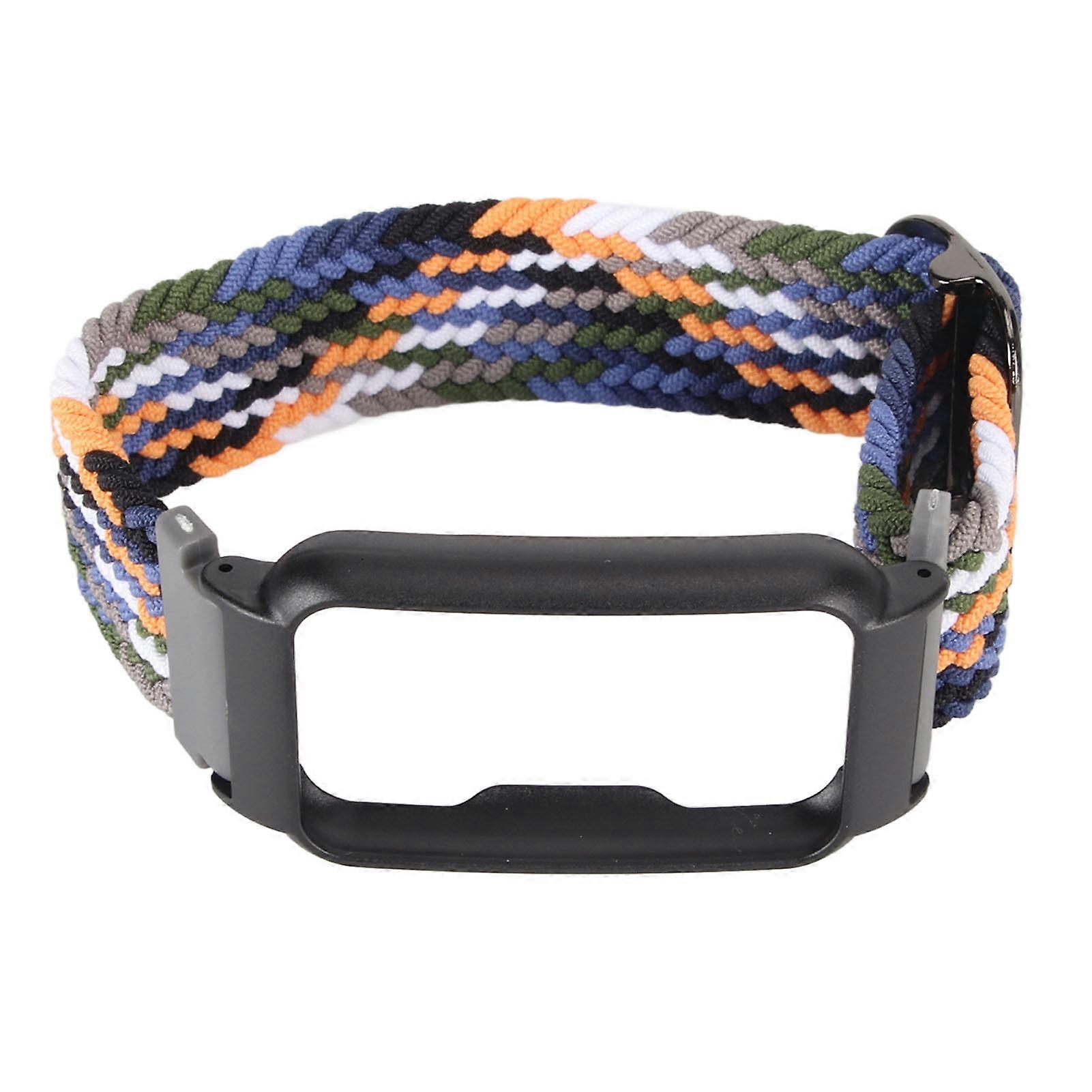 Watch Band Strap With Case Elastic Weaving Adjustable Watch Strap Replacement Wristbands Strap For Oppo Free Cowboy With Black Frame