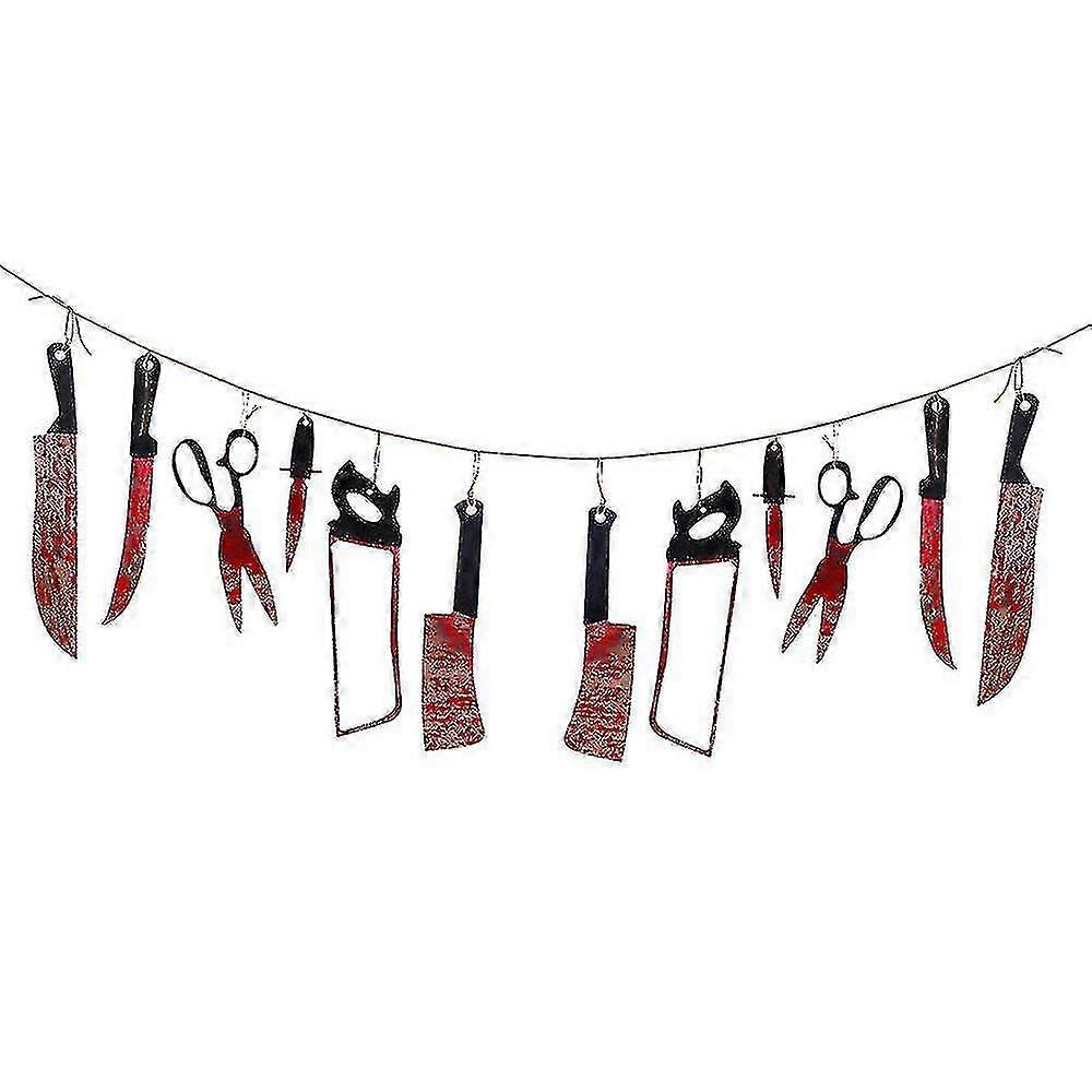 ハロウィンブラッドカラーバナー、ハロウィンブラッドナイフペンダント、フラッグプルデコレーション小道具