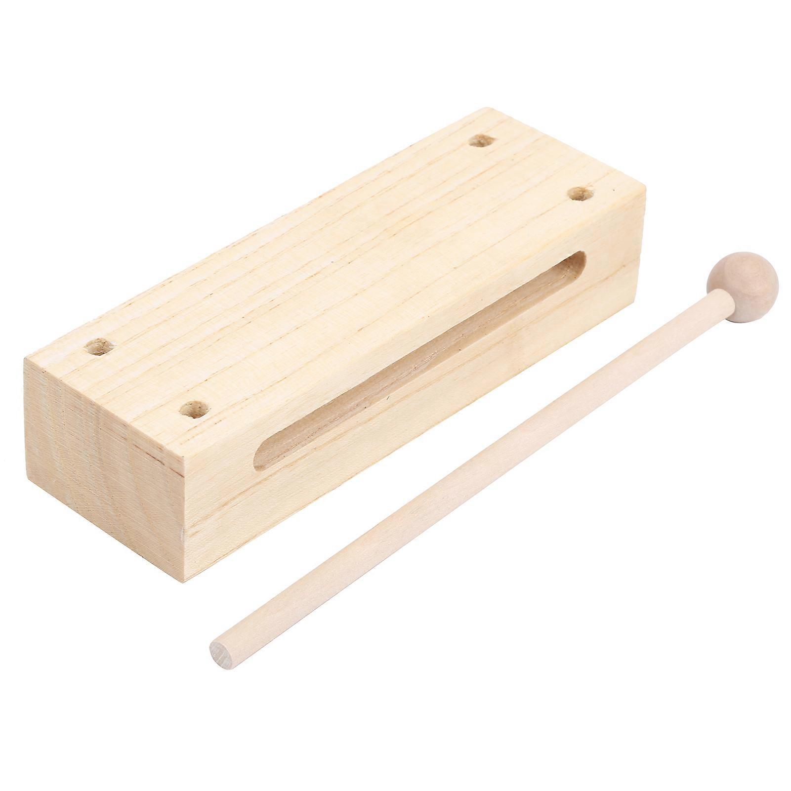 Wooden Percussion Block with Hammer for Music Performance Kids Musical Rhythm Instrument