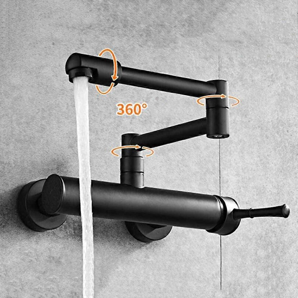 PIAO Faucet Wall Mounted Hot and Cold Water Mixer Solid Brass Folding Sink Faucet with Dual Joint Swing Arm