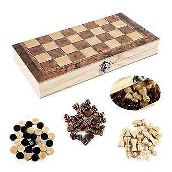 Chess Set,Wooden 3-in-1Portable Chess Set Chess & Checkers & Backgammon Fol＿並行輸入品 TUNJILOOL Chess Set Board Games 3 in 1，Wooden Folding Hand