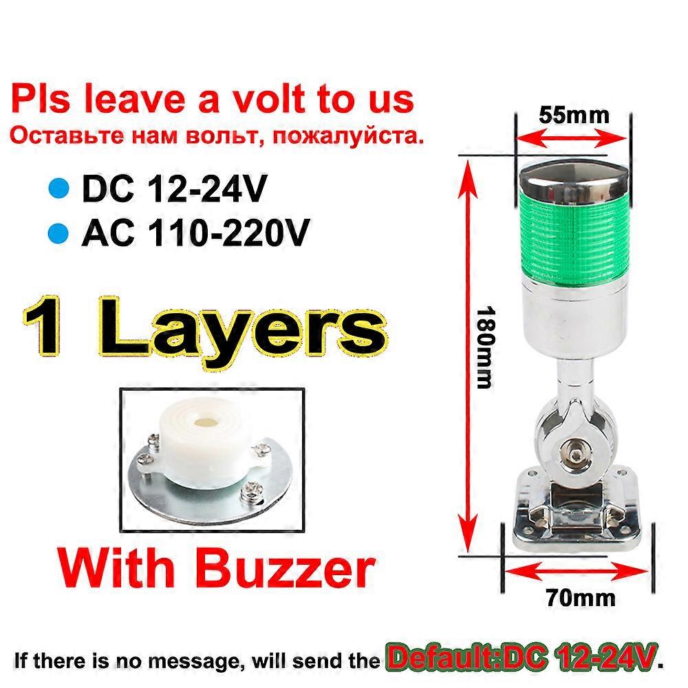 1 layer Steady flashing LED buzzer sound lamp Stack alarm indicator warning light industrial for CNC DC24V12V AC220V110V machine