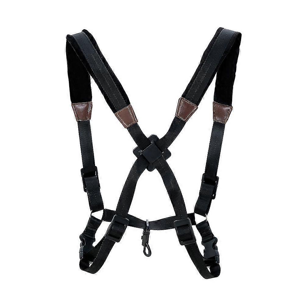 Saxophone Strap,universal Double Shoulder Leather Strap For Sax, Adjustable Padded Harness Strap Fo