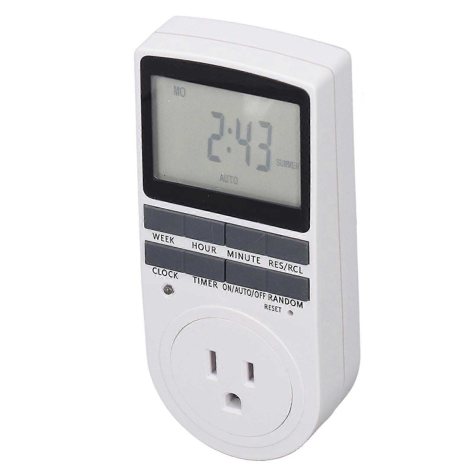 US Plug Smart Digital Timer Outlet - Energy Saving &amp; Flame Retardant (120V)