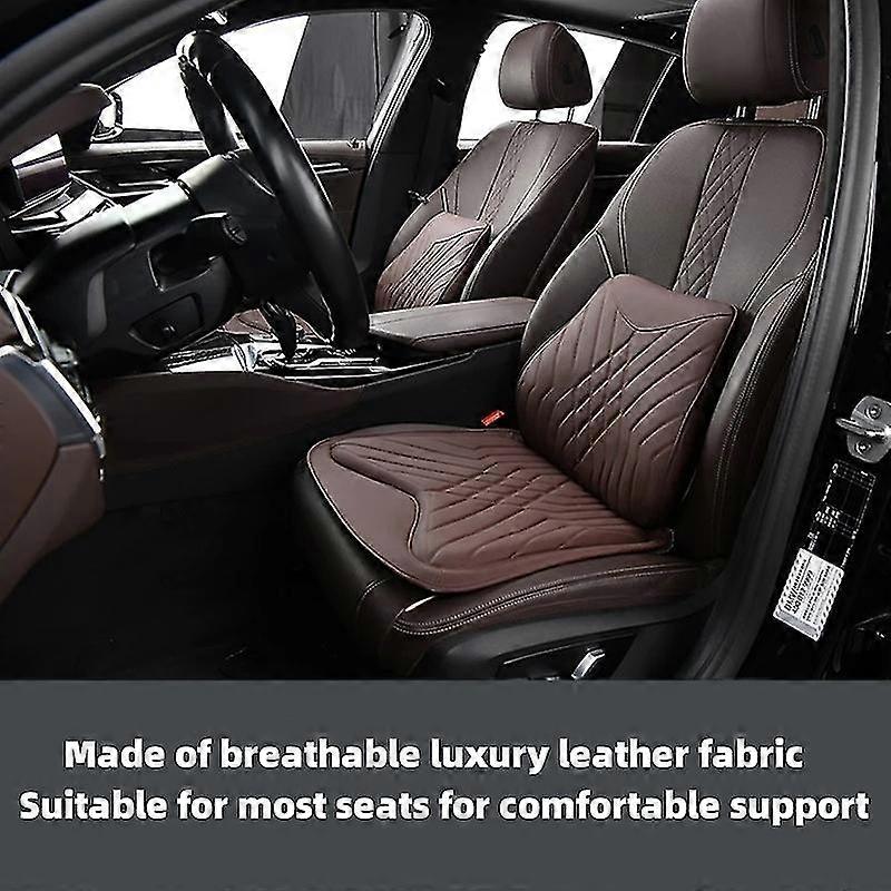 TK036 2Pcs/Set Nappa Texture PU Leather + Memory Foam Car Seat Cushion Lumbar Support Pillow-Yvan