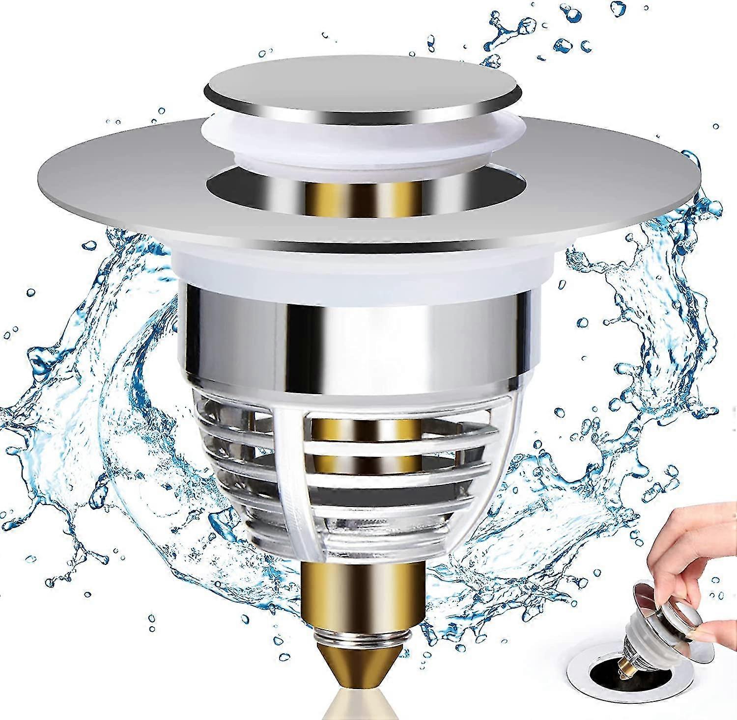 سدادة بالوعة عالمية ، سدادة بالوعة منبثقة مع 2 حشوات لحوض الاستحمام ، المطبخ ، بالوعة (فتحة تصريف 32-42 مم)