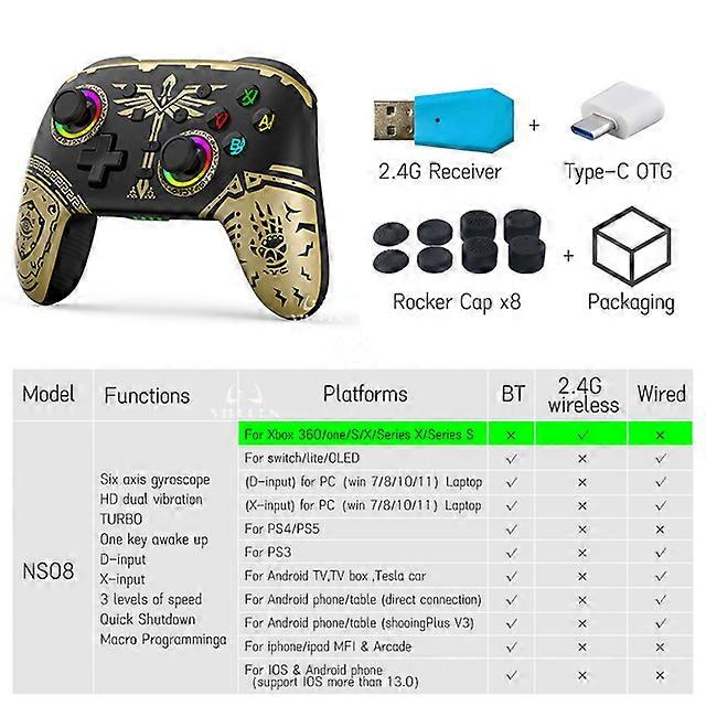 Wireless BT Gamepad for Pro Switch Elite Controller for Nintendo Switch Oled/Lite Joyestick for Xbox /PC/Steam deck with 6 axis