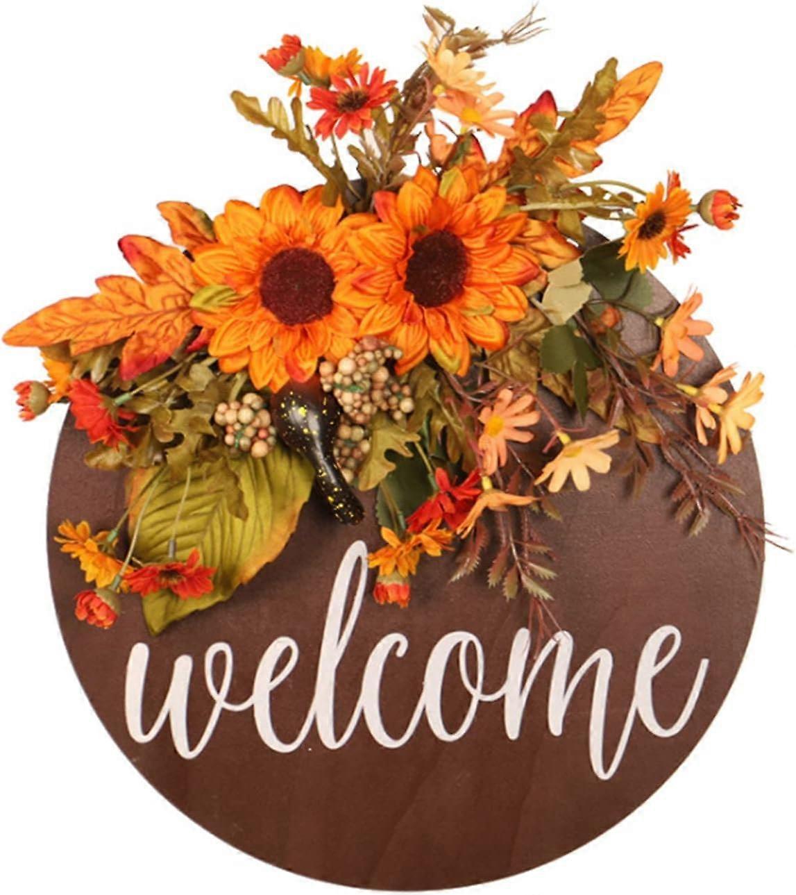 علامة ترحيب على شكل عباد الشمس ، للتعليق على الباب الأمامي ، زخرفة المنزل الريفي