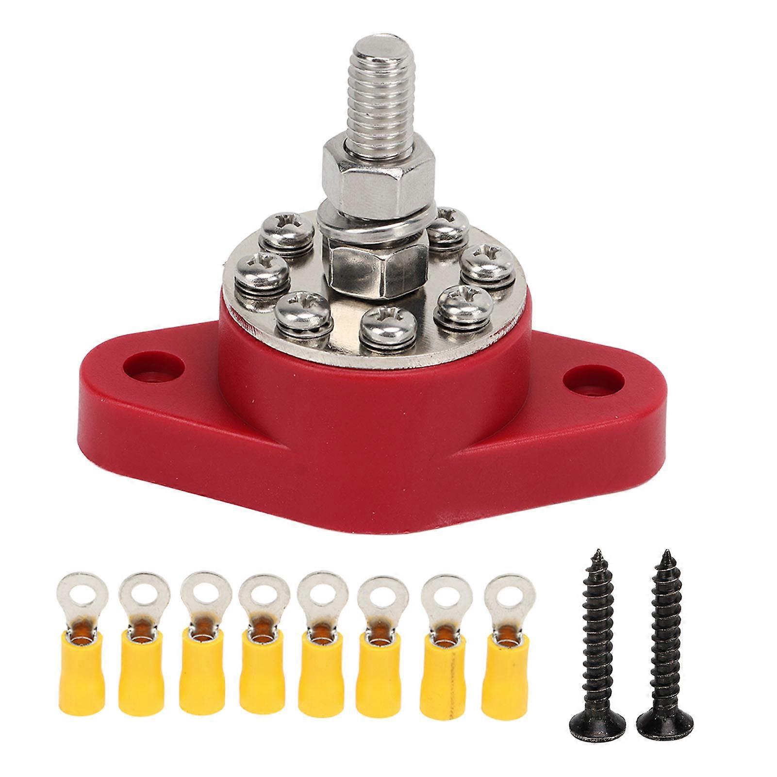 M10 Power Distribution Terminal 3/8in DC 48V 180A Battery Junction Post Bus Bar with 8pcs Terminal