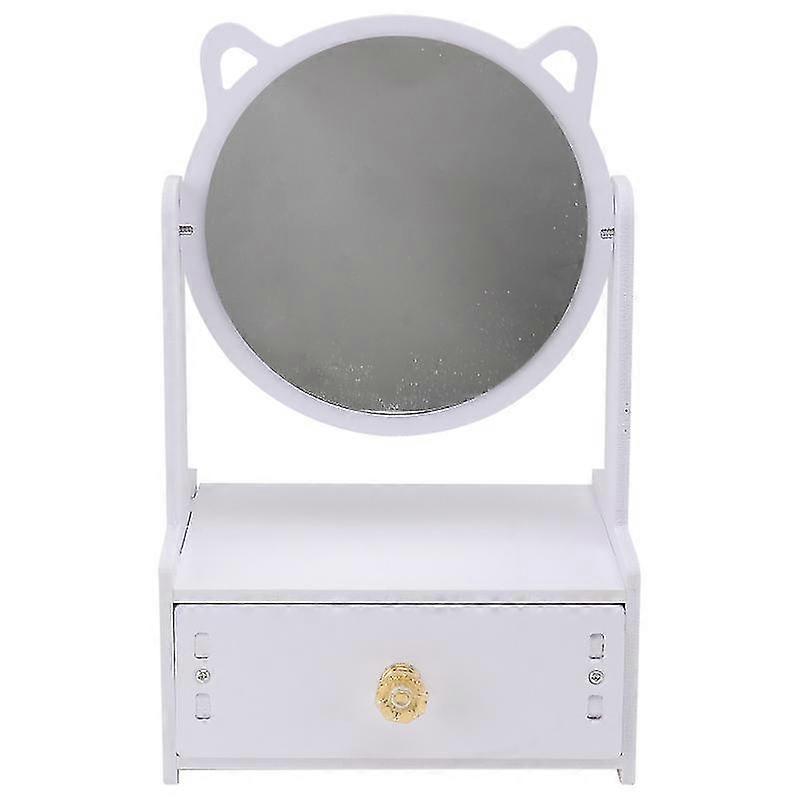 1pc desktop cosmetic mirror drawer style mirror table mirror with storage box