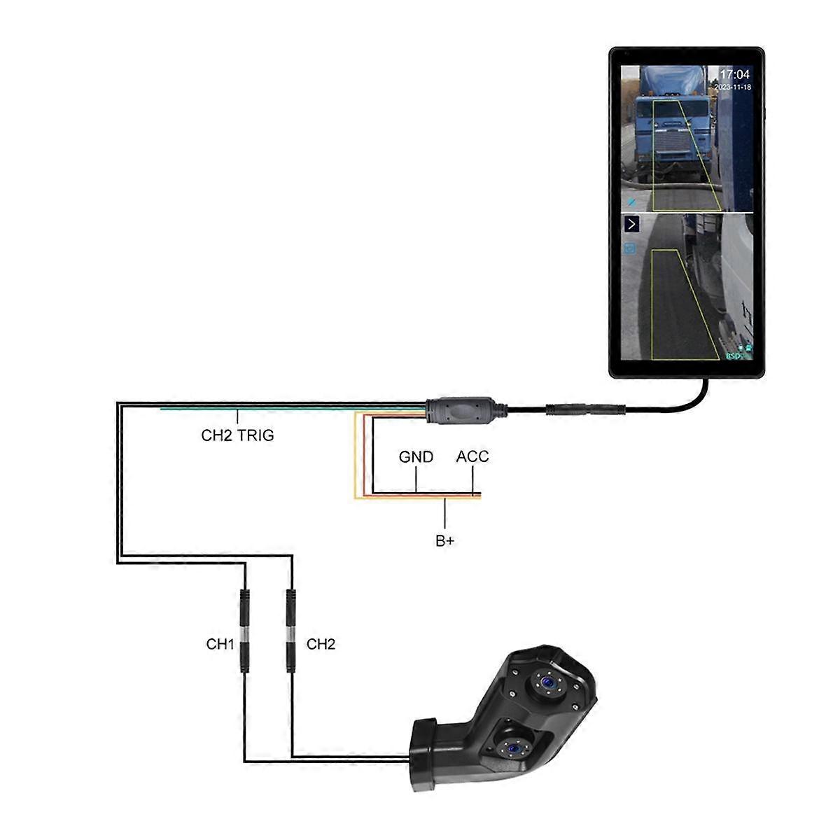 10.36inch Car Side View Vertical Monitor for Truck Bus Rearview Mirror Touch Screen 2 Channel DVR IP68 Recorder Left