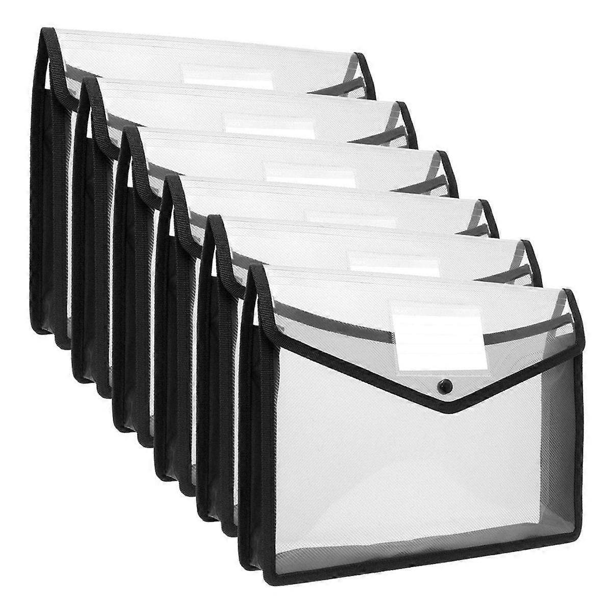6Pcs A4 Capacity Plastic Bag Stationery Storage Pouch File Organizer Document Bag File Folders Enve