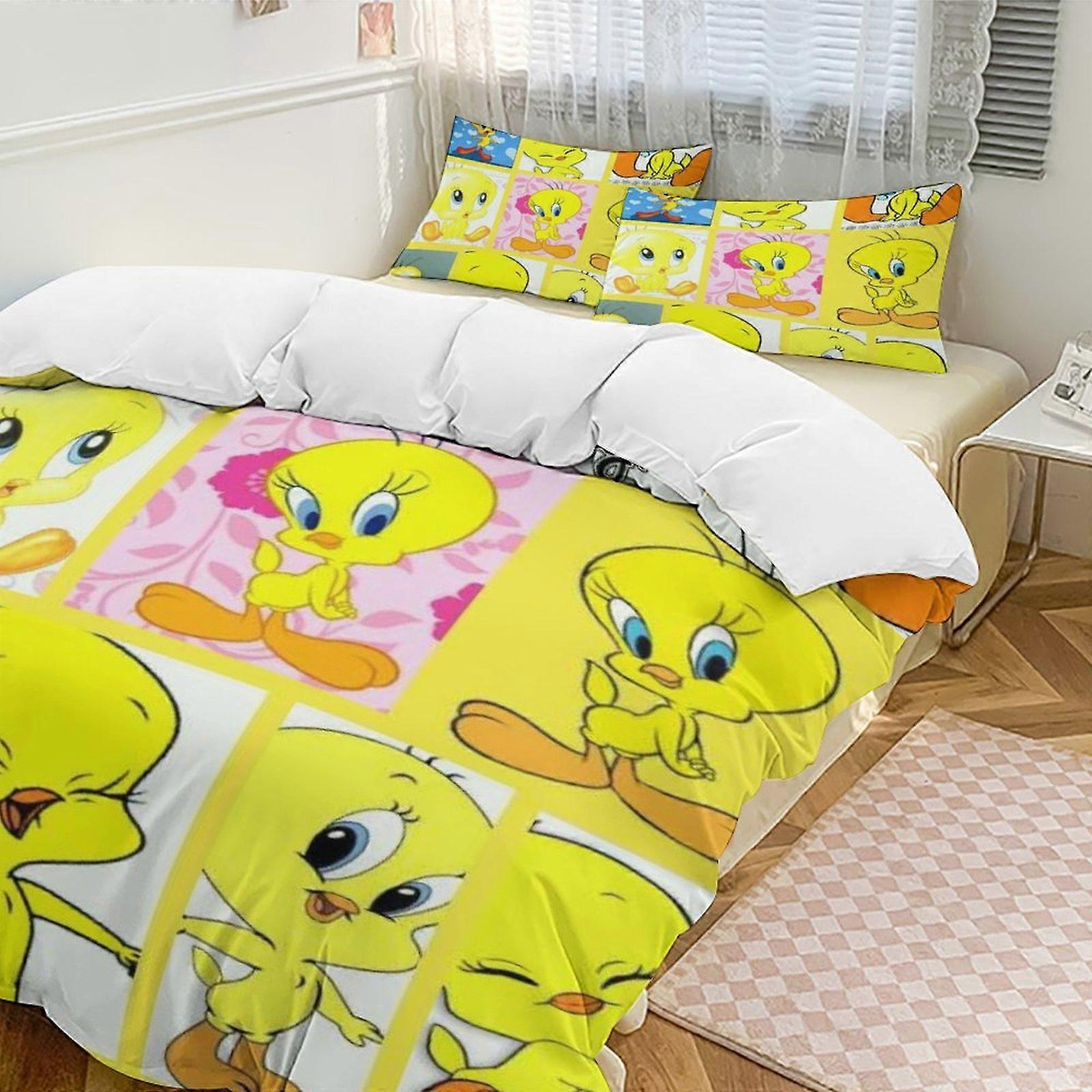 c703 TweetyBird 2 Capa de Edredom de Cama Conjuntos de Cama de Microfibra Conjuntos de Edredom Leve de 3 Peças, 1 Capa de Edredom e 2 Fronhas para Crianças ee703